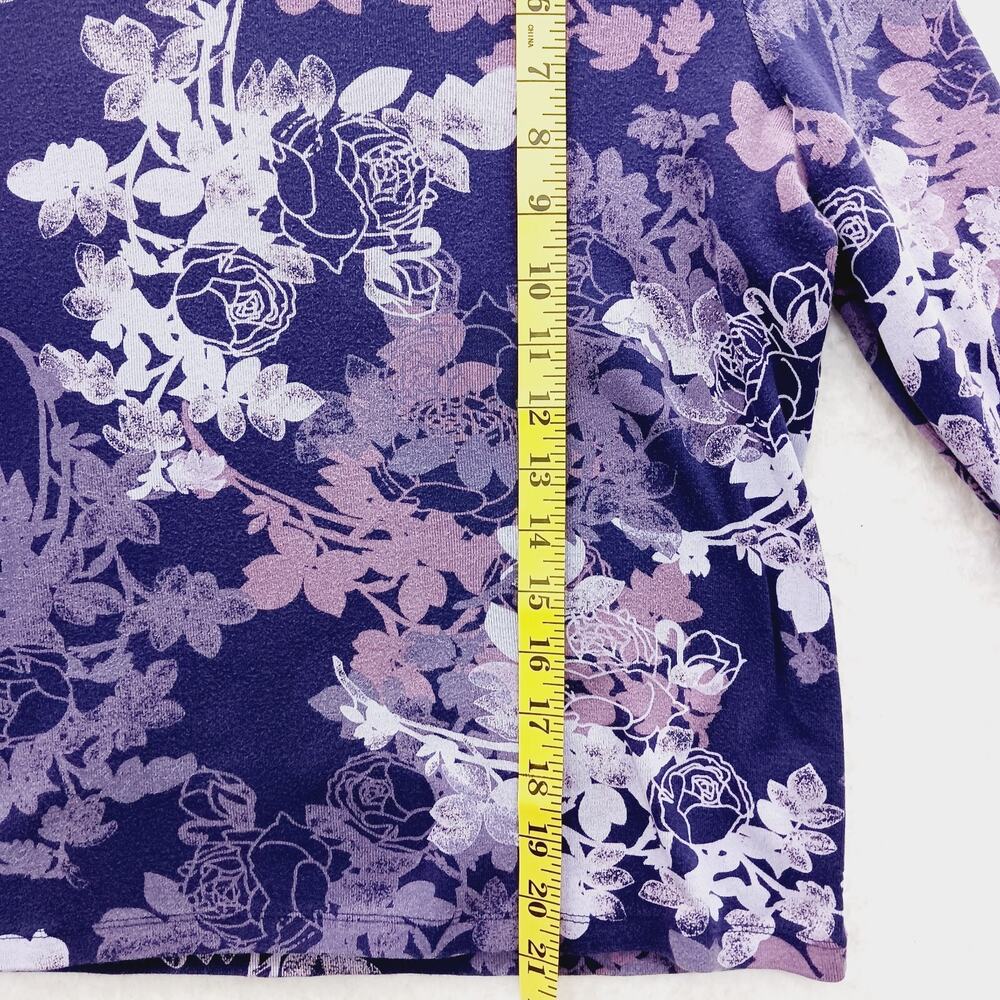 T-Shirt Purple Pink Y2K Rose Cherry Blossoms Bloomcore Whimsycore Casual Size L - Picture 4 of 8